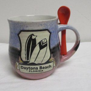 Drip Glaze Mug with Spoon - Daytona Beach Souvenir Surf Boards NBU